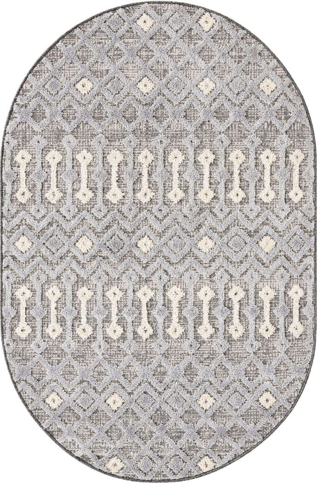 Gray 4' x 6' Arlo Oval Area Rug 100% Polypropylene With Cotton Backing Easy Clean Indoor Living Room Bedroom Dining Office Carpet for Sale at Rug Engine