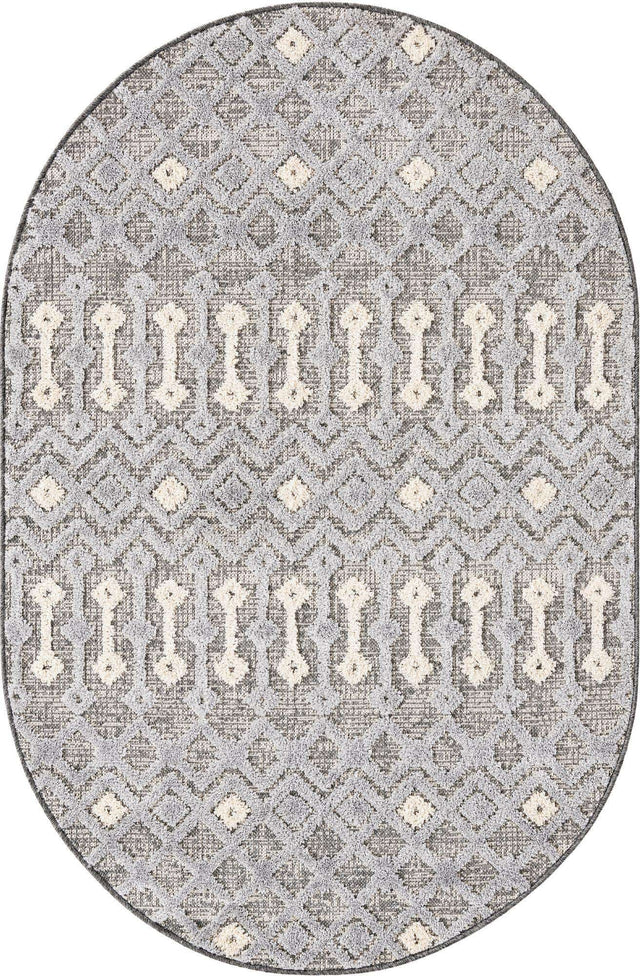 Gray 4' x 6' Arlo Oval Area Rug 100% Polypropylene With Cotton Backing Easy Clean Indoor Living Room Bedroom Dining Office Carpet for Sale at Rug Engine