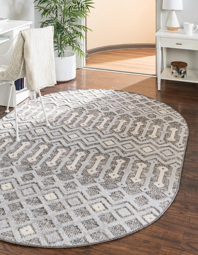 Gray 7' 10 x 10' Arlo Oval Area Rug 100% Polypropylene With Cotton Backing Easy Clean Indoor Living Room Bedroom Dining Office Carpet for Sale at Rug Engine
