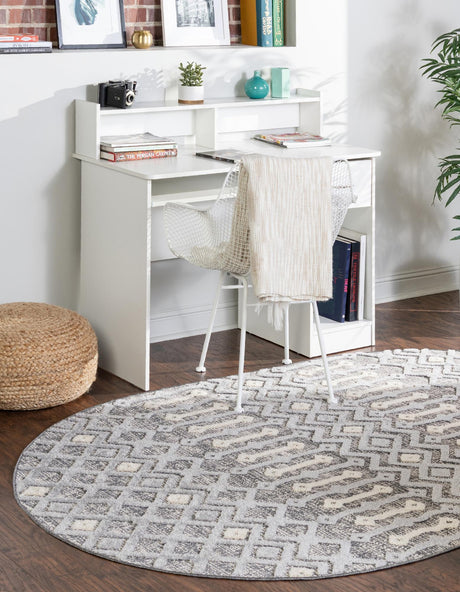 Gray 5' 3 x 8' Arlo Oval Area Rug 100% Polypropylene With Cotton Backing Easy Clean Indoor Living Room Bedroom Dining Office Carpet for Sale at Rug Engine