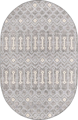 Gray 5' 3 x 8' Arlo Oval Area Rug 100% Polypropylene With Cotton Backing Easy Clean Indoor Living Room Bedroom Dining Office Carpet for Sale at Rug Engine