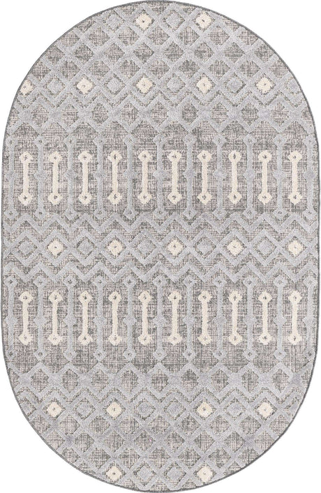 Gray 5' 3 x 8' Arlo Oval Area Rug 100% Polypropylene With Cotton Backing Easy Clean Indoor Living Room Bedroom Dining Office Carpet for Sale at Rug Engine