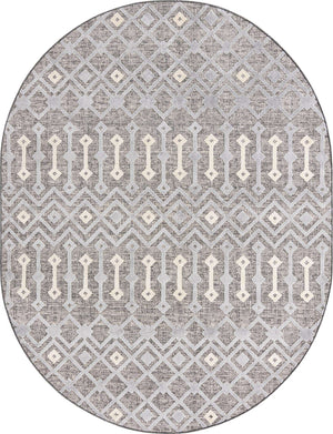 Gray 7' 10 x 10' Arlo Oval Area Rug 100% Polypropylene With Cotton Backing Easy Clean Indoor Living Room Bedroom Dining Office Carpet for Sale at Rug Engine