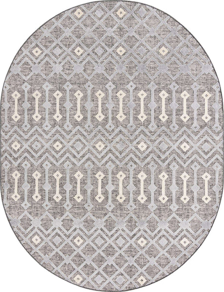Gray 7' 10 x 10' Arlo Oval Area Rug 100% Polypropylene With Cotton Backing Easy Clean Indoor Living Room Bedroom Dining Office Carpet for Sale at Rug Engine