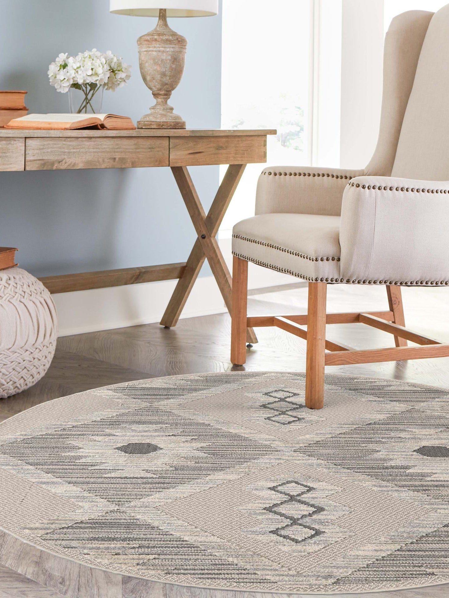 Sandy Beige 3' 3 x 3' 3 Arlo Round Area Rug 100% Polypropylene With Cotton Backing Easy Clean Indoor Living Room Bedroom Dining Office Carpet for Sale at Rug Engine