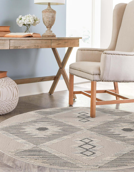 Sandy Beige 3' 3 x 3' 3 Arlo Round Area Rug 100% Polypropylene With Cotton Backing Easy Clean Indoor Living Room Bedroom Dining Office Carpet for Sale at Rug Engine