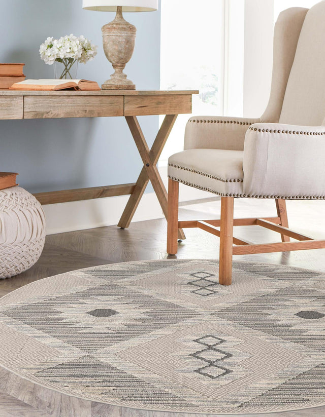 Sandy Beige 3' 3 x 3' 3 Arlo Round Area Rug 100% Polypropylene With Cotton Backing Easy Clean Indoor Living Room Bedroom Dining Office Carpet for Sale at Rug Engine