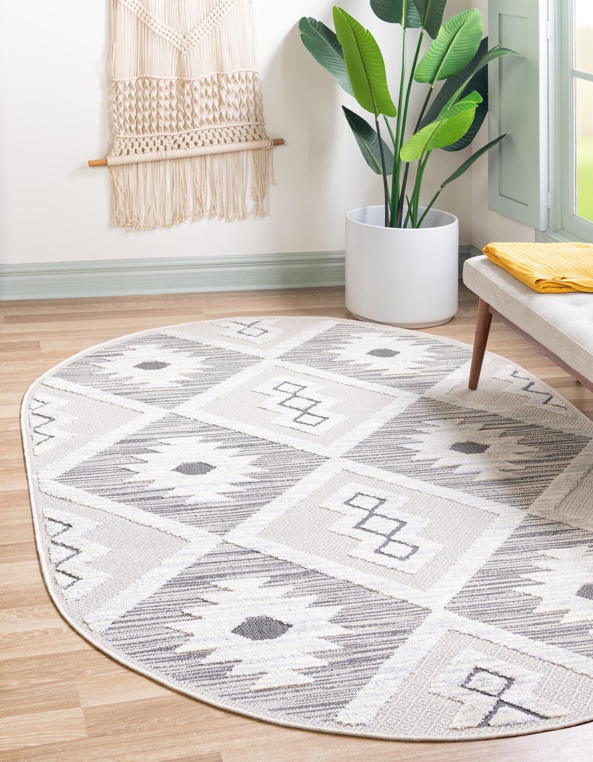 Sandy Beige 4' x 6' Arlo Oval Area Rug 100% Polypropylene With Cotton Backing Easy Clean Indoor Living Room Bedroom Dining Office Carpet for Sale at Rug Engine