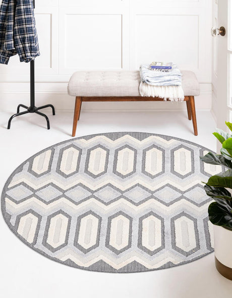 Charcoal 5' 3 x 5' 3 Arlo Round Area Rug 100% Polypropylene With Cotton Backing Easy Clean Indoor Living Room Bedroom Dining Office Carpet for Sale at Rug Engine