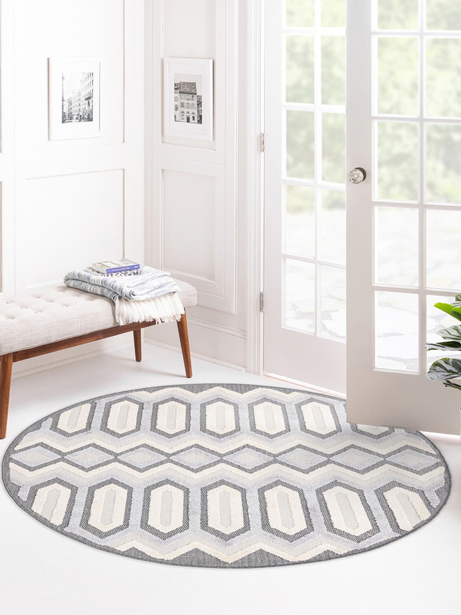 Charcoal 3' 3 x 3' 3 Arlo Round Area Rug 100% Polypropylene With Cotton Backing Easy Clean Indoor Living Room Bedroom Dining Office Carpet for Sale at Rug Engine