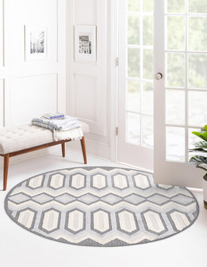Charcoal 3' 3 x 3' 3 Arlo Round Area Rug 100% Polypropylene With Cotton Backing Easy Clean Indoor Living Room Bedroom Dining Office Carpet for Sale at Rug Engine