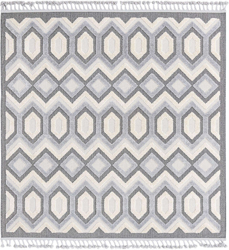 Charcoal 7' 10 x 7' 10 Arlo Square Area Rug 100% Polypropylene With Cotton Backing Easy Clean Indoor Living Room Bedroom Dining Office Carpet for Sale at Rug Engine