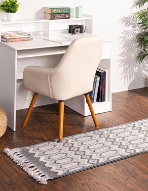 Charcoal 2' 7 x 12' Arlo Runner Area Rug 100% Polypropylene With Cotton Backing Easy Clean Indoor Living Room Bedroom Dining Office Carpet for Sale at Rug Engine