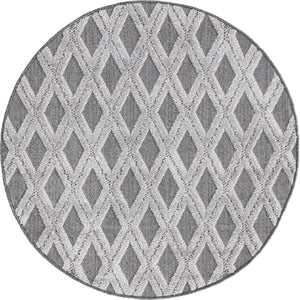 Charcoal 3' 3 x 3' 3 Arlo Round Area Rug 100% Polypropylene With Cotton Backing Easy Clean Indoor Living Room Bedroom Dining Office Carpet for Sale at Rug Engine