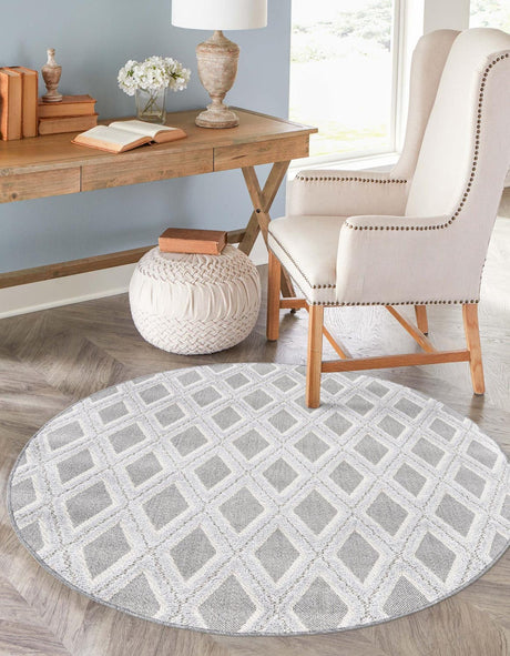 Charcoal 7' x 7' Arlo Round Area Rug 100% Polypropylene With Cotton Backing Easy Clean Indoor Living Room Bedroom Dining Office Carpet for Sale at Rug Engine