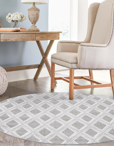 Charcoal 7' x 7' Arlo Round Area Rug 100% Polypropylene With Cotton Backing Easy Clean Indoor Living Room Bedroom Dining Office Carpet for Sale at Rug Engine