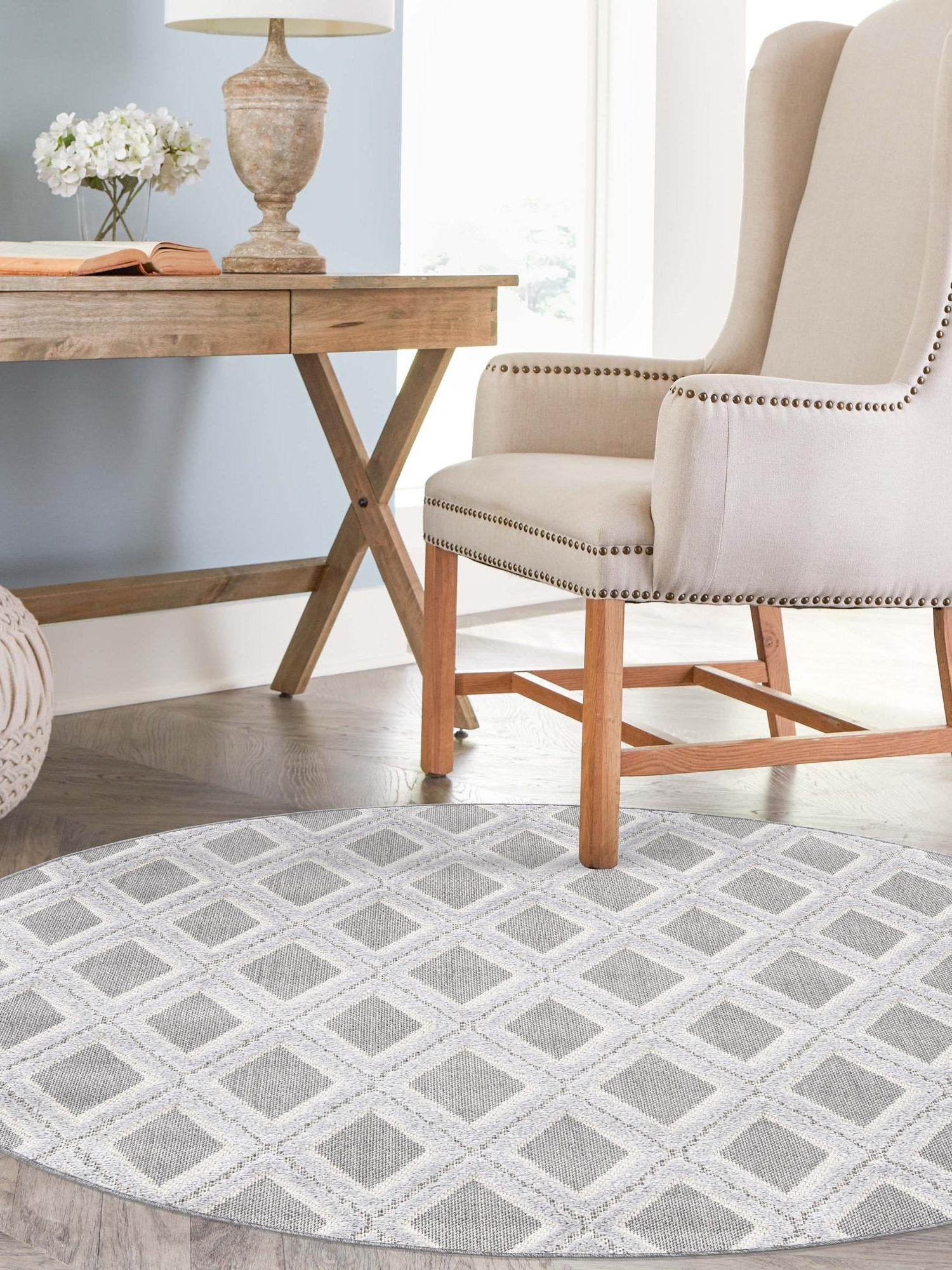 Charcoal 3' 3 x 3' 3 Arlo Round Area Rug 100% Polypropylene With Cotton Backing Easy Clean Indoor Living Room Bedroom Dining Office Carpet for Sale at Rug Engine