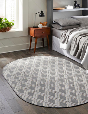 Charcoal 5' 3 x 8' Arlo Oval Area Rug 100% Polypropylene With Cotton Backing Easy Clean Indoor Living Room Bedroom Dining Office Carpet for Sale at Rug Engine