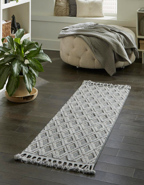 Charcoal 2' 7 x 12' Arlo Runner Area Rug 100% Polypropylene With Cotton Backing Easy Clean Indoor Living Room Bedroom Dining Office Carpet for Sale at Rug Engine