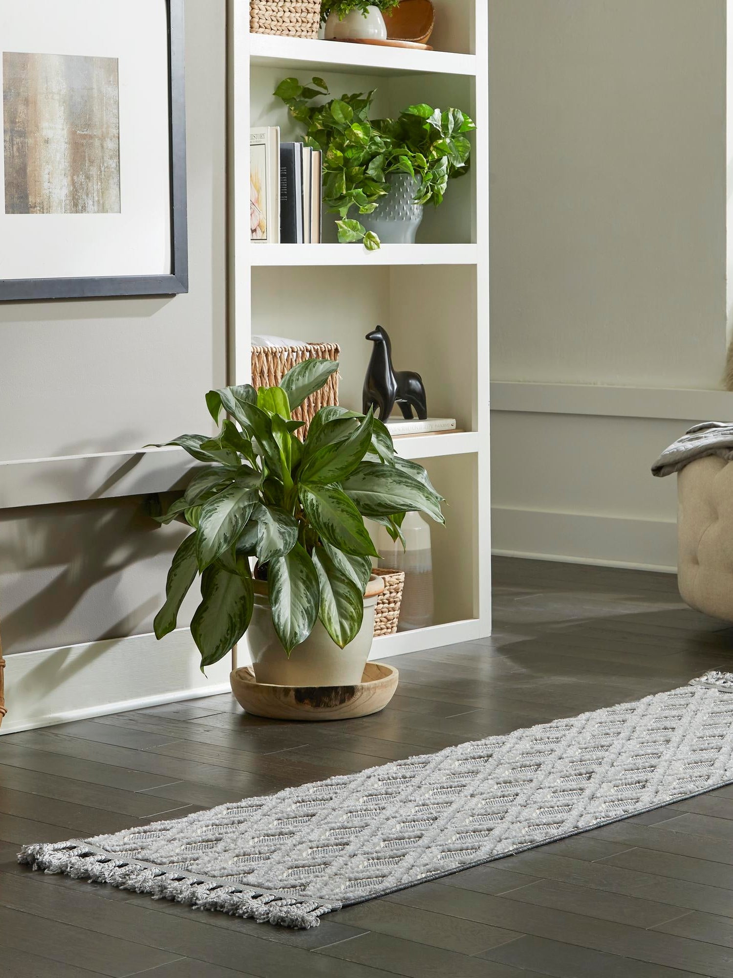 Charcoal 2' 7 x 12' Arlo Runner Area Rug 100% Polypropylene With Cotton Backing Easy Clean Indoor Living Room Bedroom Dining Office Carpet for Sale at Rug Engine