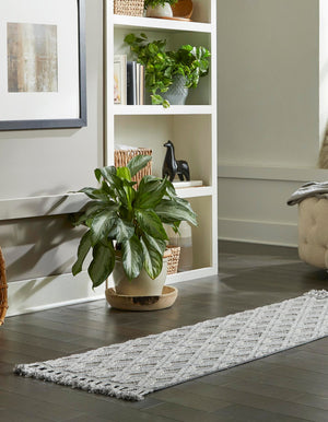 Charcoal 2' x 8' Arlo Runner Area Rug 100% Polypropylene With Cotton Backing Easy Clean Indoor Living Room Bedroom Dining Office Carpet for Sale at Rug Engine