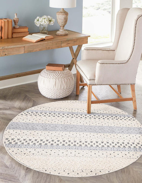 Sandy Beige 5' 3 x 5' 3 Arlo Round Area Rug 100% Polypropylene With Cotton Backing Easy Clean Indoor Living Room Bedroom Dining Office Carpet for Sale at Rug Engine