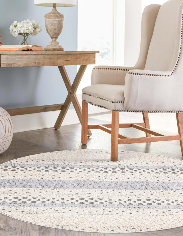 Sandy Beige 7' x 7' Arlo Round Area Rug 100% Polypropylene With Cotton Backing Easy Clean Indoor Living Room Bedroom Dining Office Carpet for Sale at Rug Engine