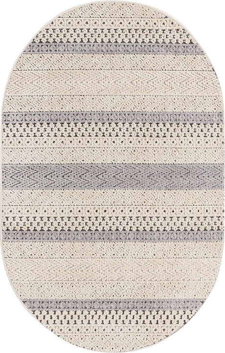 Sandy Beige 4' x 6' Arlo Oval Area Rug 100% Polypropylene With Cotton Backing Easy Clean Indoor Living Room Bedroom Dining Office Carpet for Sale at Rug Engine