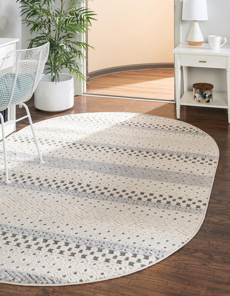 Sandy Beige 5' 3 x 8' Arlo Oval Area Rug 100% Polypropylene With Cotton Backing Easy Clean Indoor Living Room Bedroom Dining Office Carpet for Sale at Rug Engine