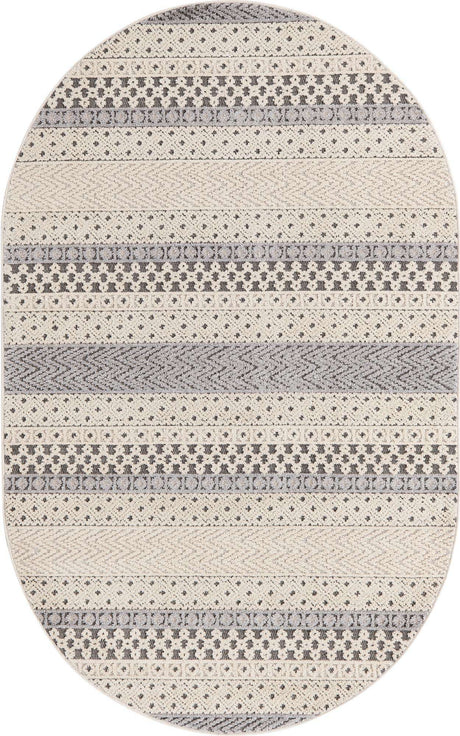 Sandy Beige 5' 3 x 8' Arlo Oval Area Rug 100% Polypropylene With Cotton Backing Easy Clean Indoor Living Room Bedroom Dining Office Carpet for Sale at Rug Engine