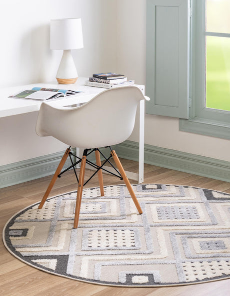 Sandy Beige 7' x 7' Arlo Round Area Rug 100% Polypropylene With Cotton Backing Easy Clean Indoor Living Room Bedroom Dining Office Carpet for Sale at Rug Engine