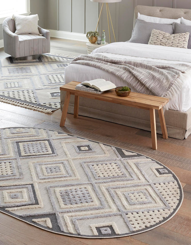 Sandy Beige 5' 3 x 8' Arlo Oval Area Rug 100% Polypropylene With Cotton Backing Easy Clean Indoor Living Room Bedroom Dining Office Carpet for Sale at Rug Engine