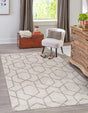 Ivory 2' x 3' Eco Trellis Rectangle Area Rug 100% Recycled Space Dyed Polyester With Cotton Backing Geometric Pattern Eco-Friendly Carpet for Sale at Rug Engine