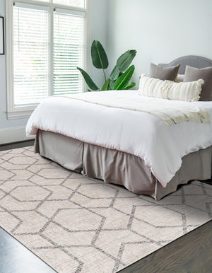 Ivory 2' x 3' Eco Trellis Rectangle Area Rug 100% Recycled Space Dyed Polyester With Cotton Backing Geometric Pattern Eco-Friendly Carpet for Sale at Rug Engine