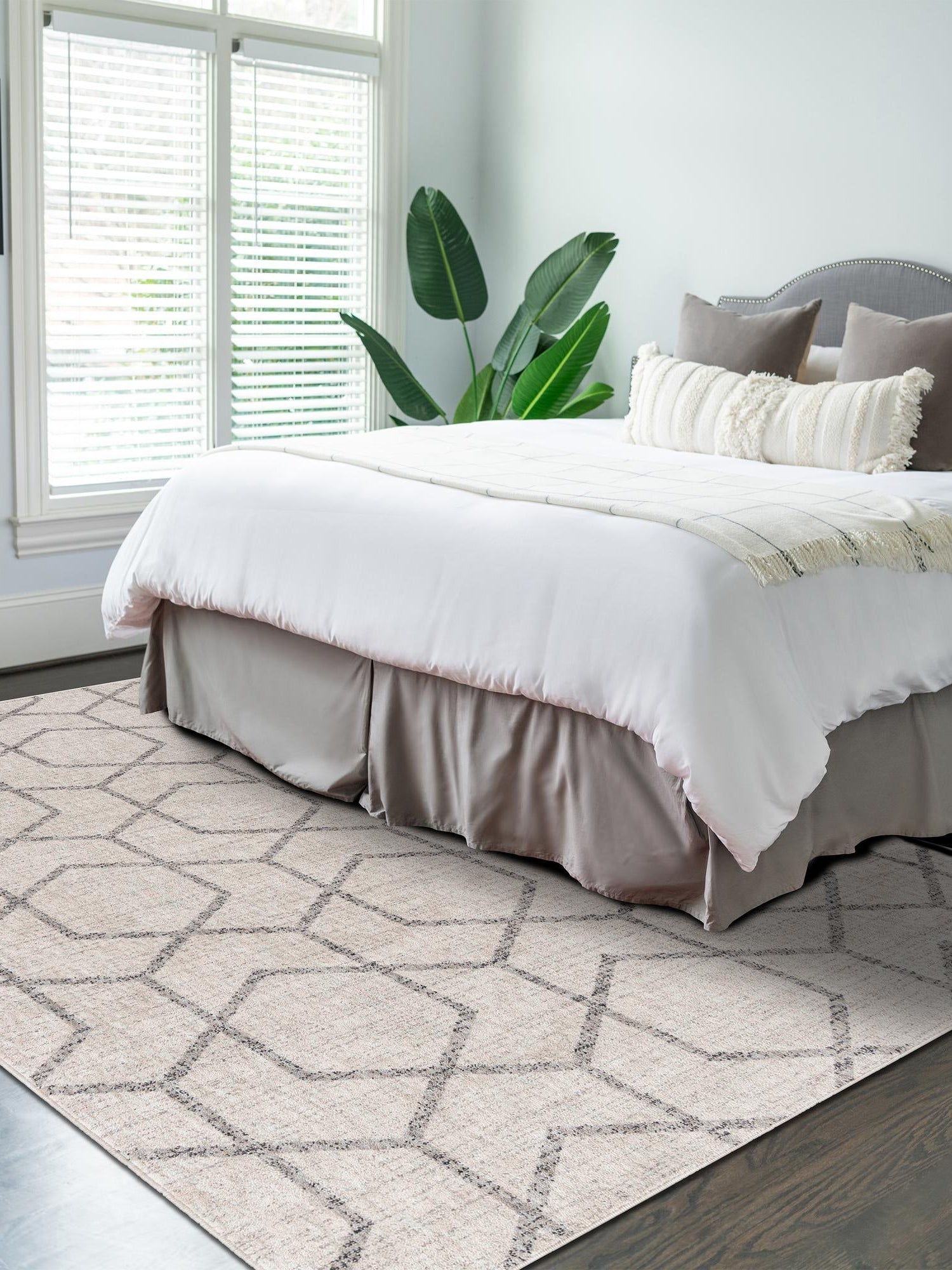 Ivory 10' x 13' Eco Trellis Rectangle Area Rug 100% Recycled Space Dyed Polyester With Cotton Backing Geometric Pattern Eco-Friendly Carpet for Sale at Rug Engine