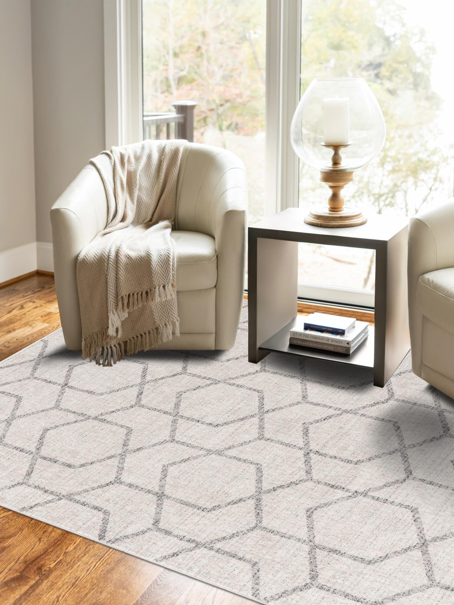 Ivory 10' x 13' Eco Trellis Rectangle Area Rug 100% Recycled Space Dyed Polyester With Cotton Backing Geometric Pattern Eco-Friendly Carpet for Sale at Rug Engine