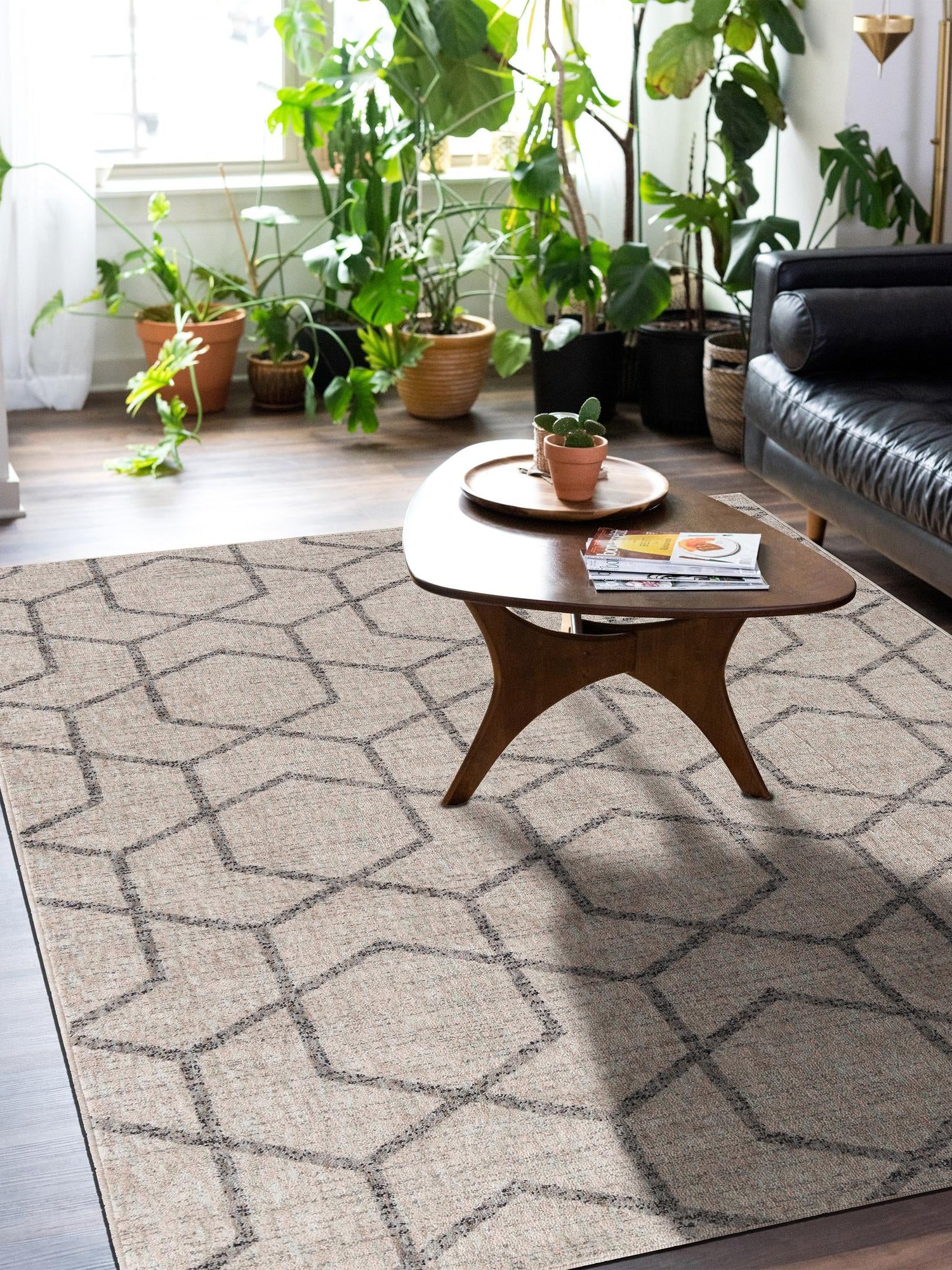 Ivory 7' 10 x 10' Eco Trellis Rectangle Area Rug 100% Recycled Space Dyed Polyester With Cotton Backing Geometric Pattern Eco-Friendly Carpet for Sale at Rug Engine