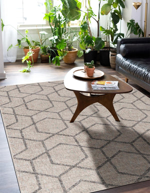 Ivory 10' x 13' Eco Trellis Rectangle Area Rug 100% Recycled Space Dyed Polyester With Cotton Backing Geometric Pattern Eco-Friendly Carpet for Sale at Rug Engine