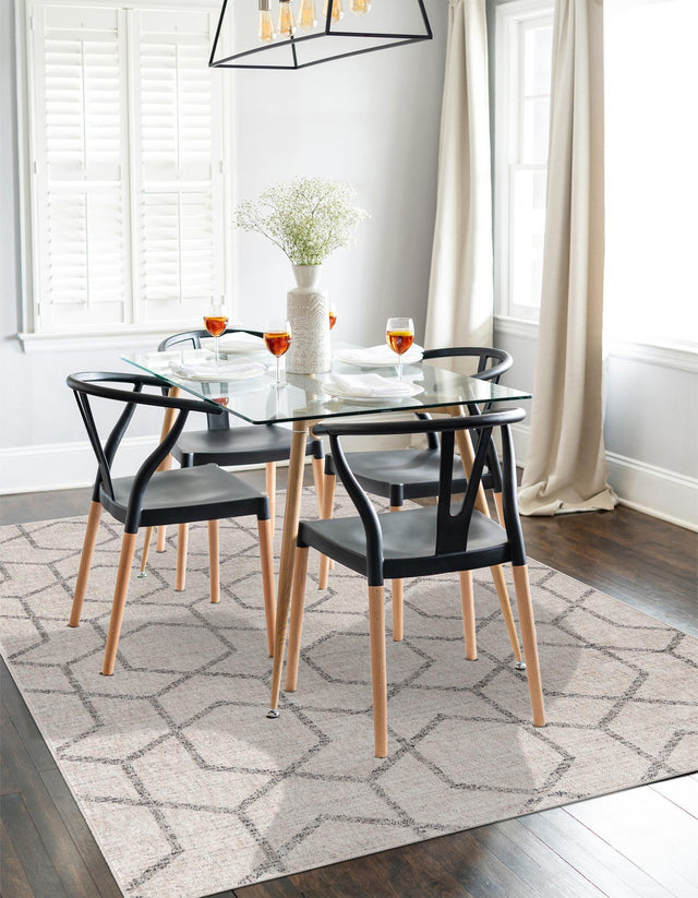 Ivory 10' x 13' Eco Trellis Rectangle Area Rug 100% Recycled Space Dyed Polyester With Cotton Backing Geometric Pattern Eco-Friendly Carpet for Sale at Rug Engine