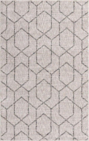 Ivory 4' x 6' Eco Trellis Rectangle Area Rug 100% Recycled Space Dyed Polyester With Cotton Backing Geometric Pattern Eco-Friendly Carpet for Sale at Rug Engine