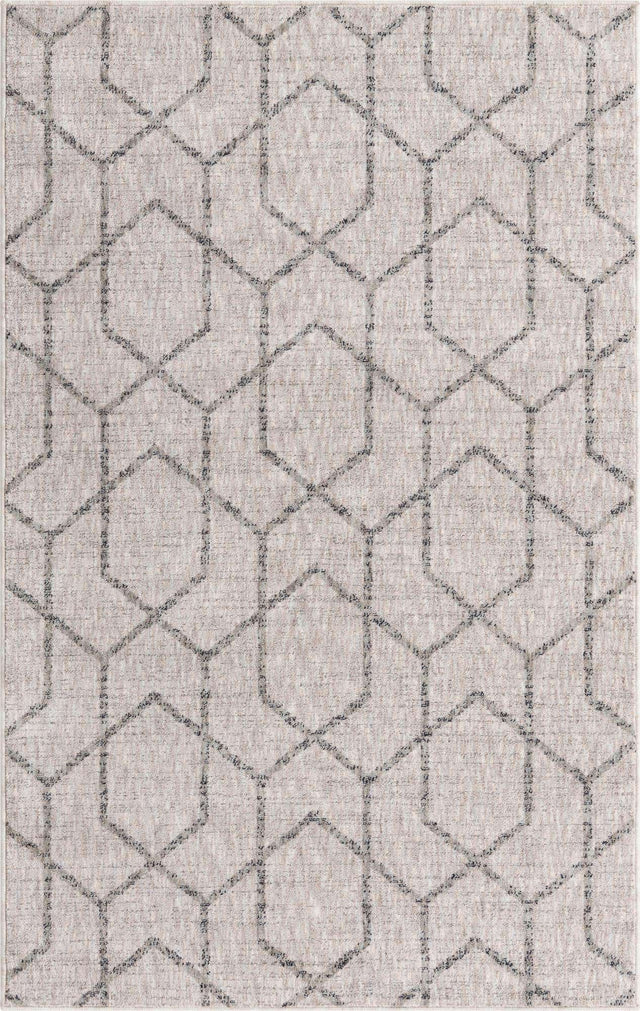 Ivory 4' x 6' Eco Trellis Rectangle Area Rug 100% Recycled Space Dyed Polyester With Cotton Backing Geometric Pattern Eco-Friendly Carpet for Sale at Rug Engine