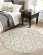 Ivory 7' x 7' Eco Trellis Round Area Rug 100% Recycled Space Dyed Polyester With Cotton Backing Geometric Pattern Eco-Friendly Carpet for Sale at Rug Engine