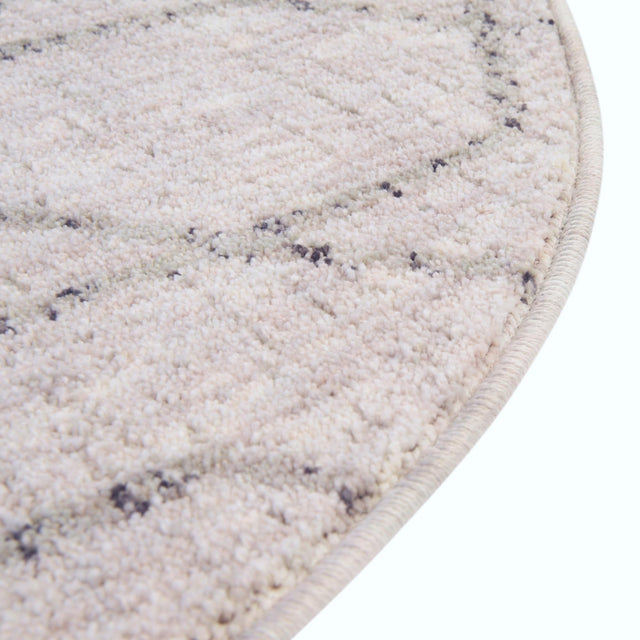 Ivory 3' 3 x 3' 3 Eco Trellis Round Area Rug 100% Recycled Space Dyed Polyester With Cotton Backing Geometric Pattern Eco-Friendly Carpet for Sale at Rug Engine