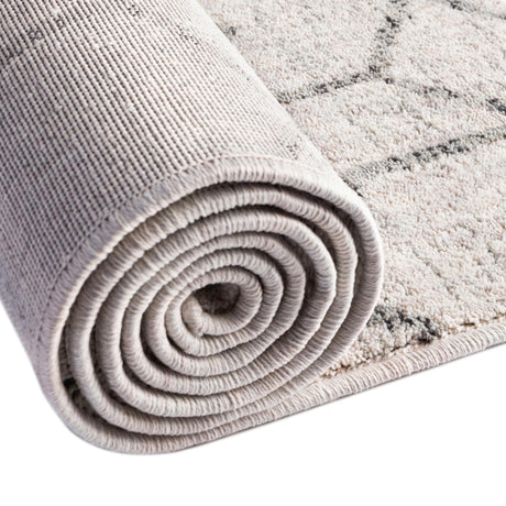 Ivory 3' 3 x 3' 3 Eco Trellis Round Area Rug 100% Recycled Space Dyed Polyester With Cotton Backing Geometric Pattern Eco-Friendly Carpet for Sale at Rug Engine