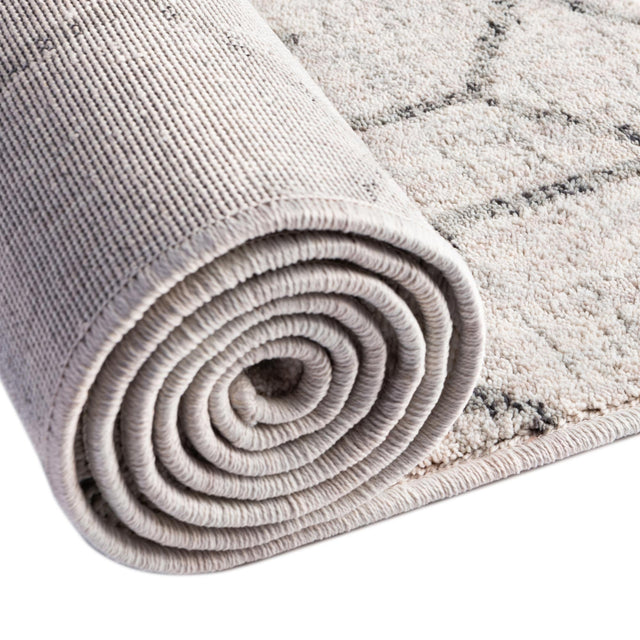 Ivory 3' 3 x 3' 3 Eco Trellis Round Area Rug 100% Recycled Space Dyed Polyester With Cotton Backing Geometric Pattern Eco-Friendly Carpet for Sale at Rug Engine