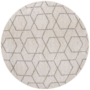 Ivory 7' x 7' Eco Trellis Round Area Rug 100% Recycled Space Dyed Polyester With Cotton Backing Geometric Pattern Eco-Friendly Carpet for Sale at Rug Engine