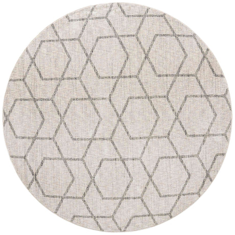 Ivory 7' x 7' Eco Trellis Round Area Rug 100% Recycled Space Dyed Polyester With Cotton Backing Geometric Pattern Eco-Friendly Carpet for Sale at Rug Engine