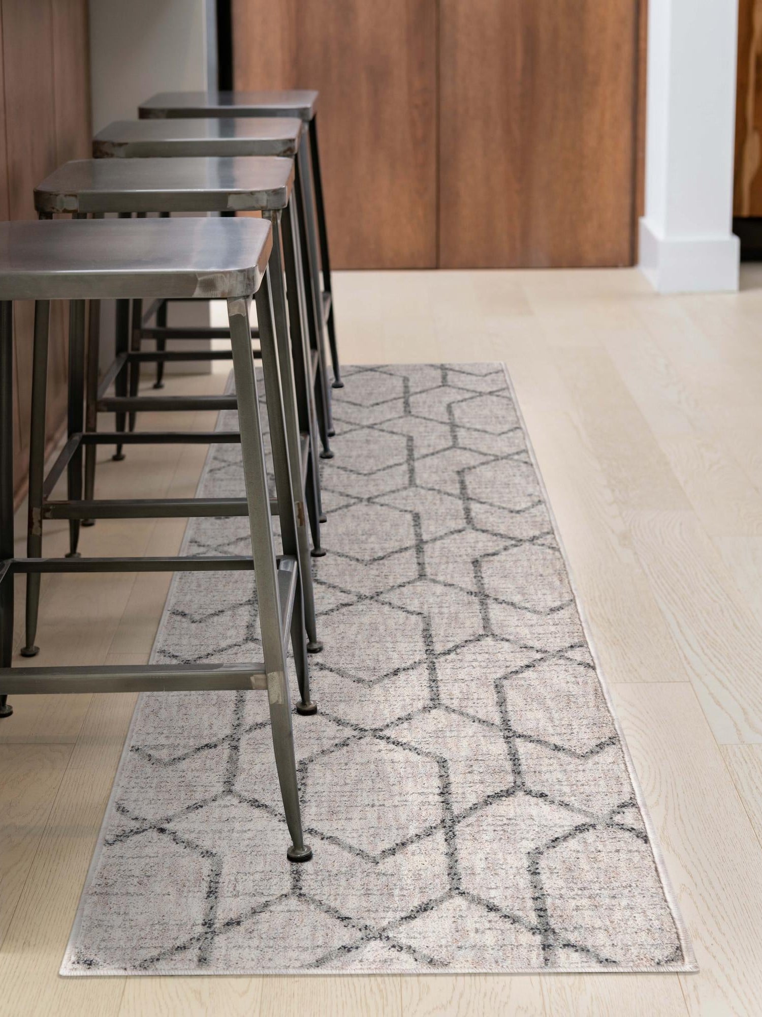 Ivory 2' 7 x 12' Eco Trellis Runner Area Rug 100% Recycled Space Dyed Polyester With Cotton Backing Geometric Pattern Eco-Friendly Carpet for Sale at Rug Engine