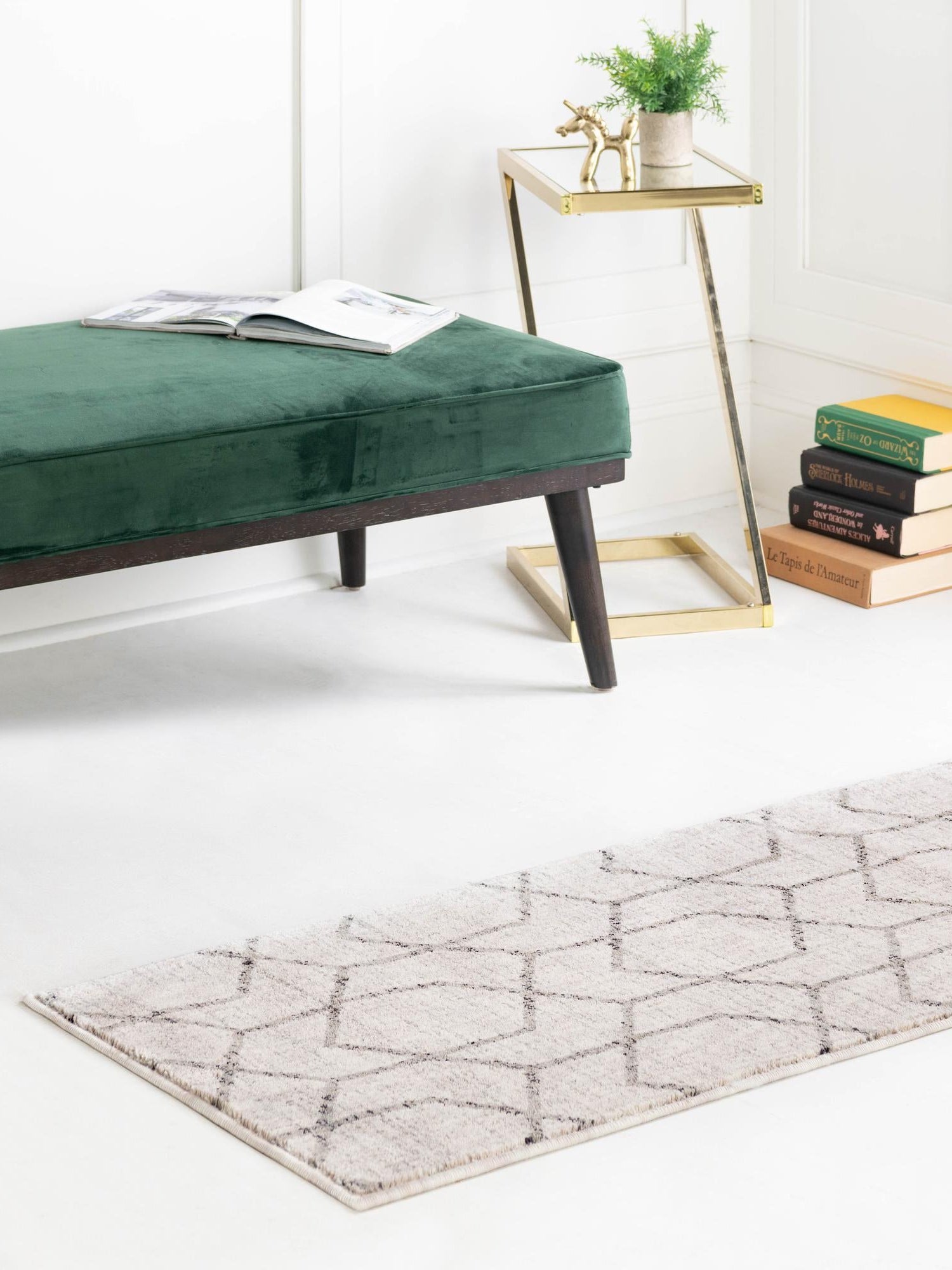 Ivory 2' 7 x 12' Eco Trellis Runner Area Rug 100% Recycled Space Dyed Polyester With Cotton Backing Geometric Pattern Eco-Friendly Carpet for Sale at Rug Engine
