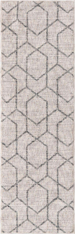 Ivory 2' x 6' Eco Trellis Runner Area Rug 100% Recycled Space Dyed Polyester With Cotton Backing Geometric Pattern Eco-Friendly Carpet for Sale at Rug Engine